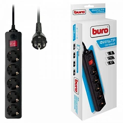 Сетевой фильтр 10м, 5 розеток, BURO <500SH-10-B>, черный 